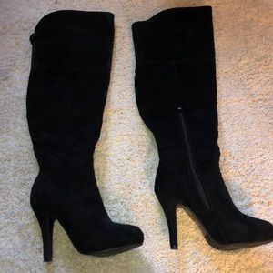 Suede knee high platform boots. Size 8